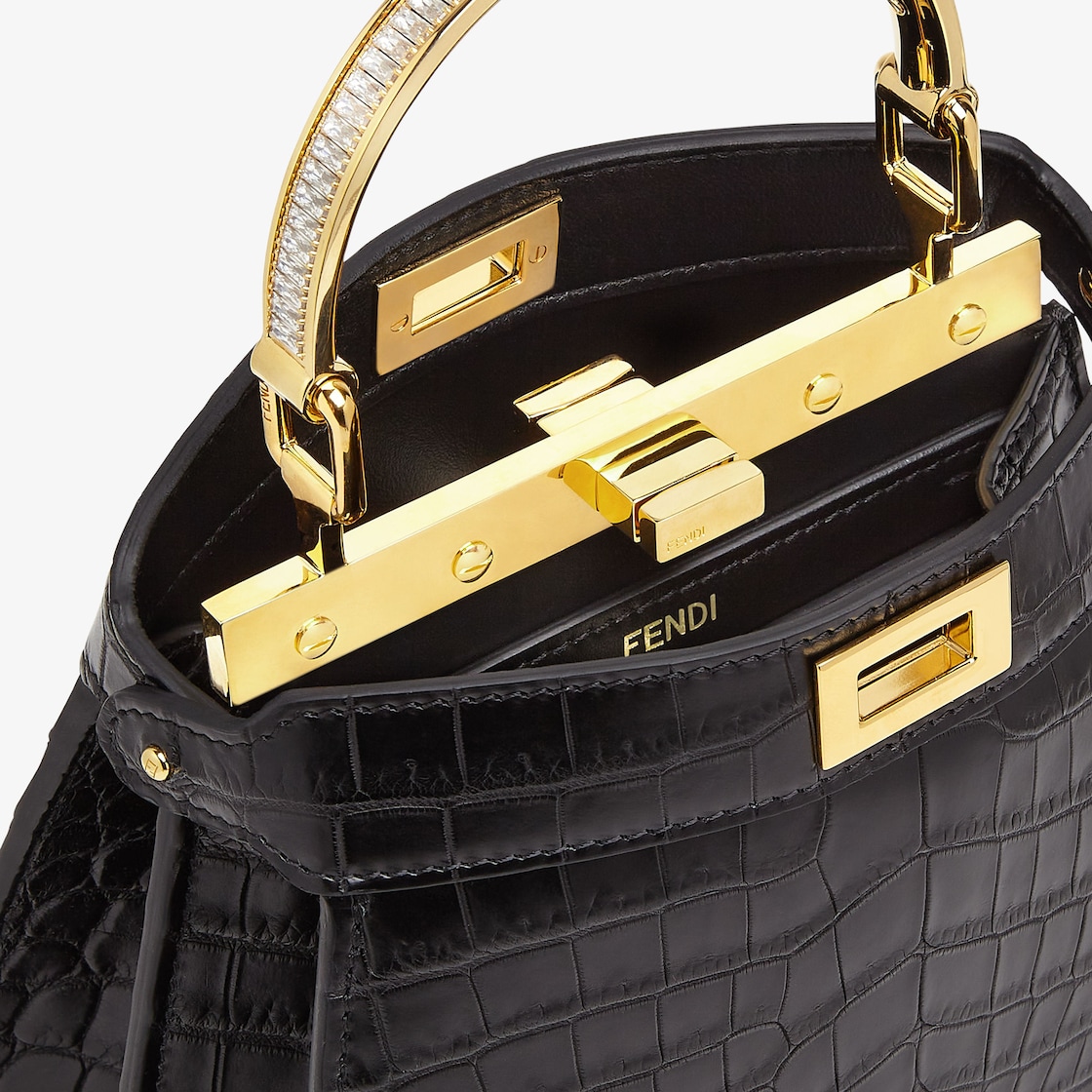 FENDI Peekaboo ISeeU Petite Black crocodile leather bag - Image 2